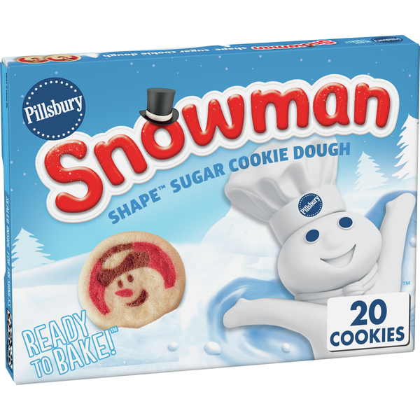 Cookies & Cakes Pillsbury Ready To Bake Snowman Shape Sugar Cookie Dough hero