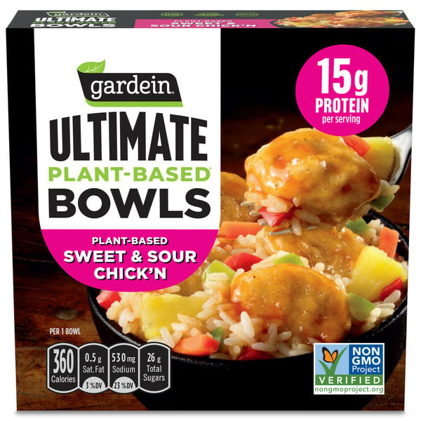 Vegetables, Vegan, & Vegetarian Gardein Ultimate Plant-Based Bowls Sweet and Sour Chick'n, Vegan Food, Frozen Meal hero