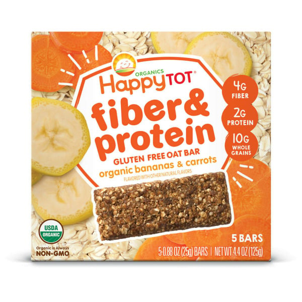 Baby Food & Formula Happy Tot Organics Fiber & Protein Gluten Free Oat Bar Organic Bananas & Carrots hero