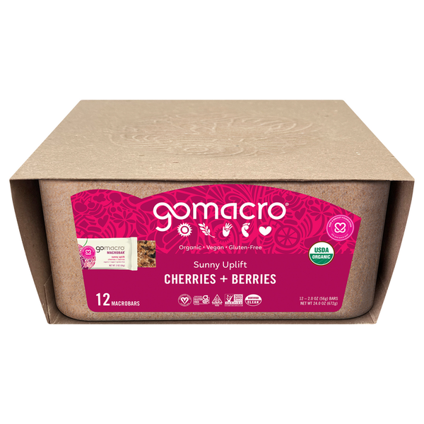 GoMacro MacroBars, Cherries + Berries hero