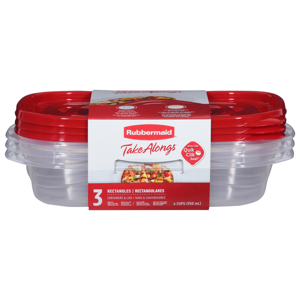 Food Wraps & Storage Rubbermaid Containers & Lids, Rectangles, 4 Cups hero