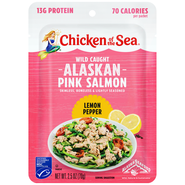 Canned Meat & Seafood Chicken of the Sea Wild Caught Alaskan Pink Salmon Packet, Lemon Pepper hero