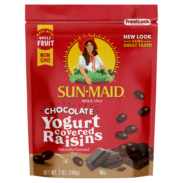 Candy & Chocolate Sun-Maid Chocolate Yogurt Covered Raisins - Resealable Stand-Up Bag hero