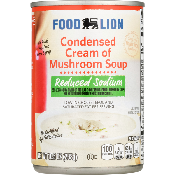 Soup, Broth & Bouillon Food Lion Condensed Soup, Cream of Mushroom hero