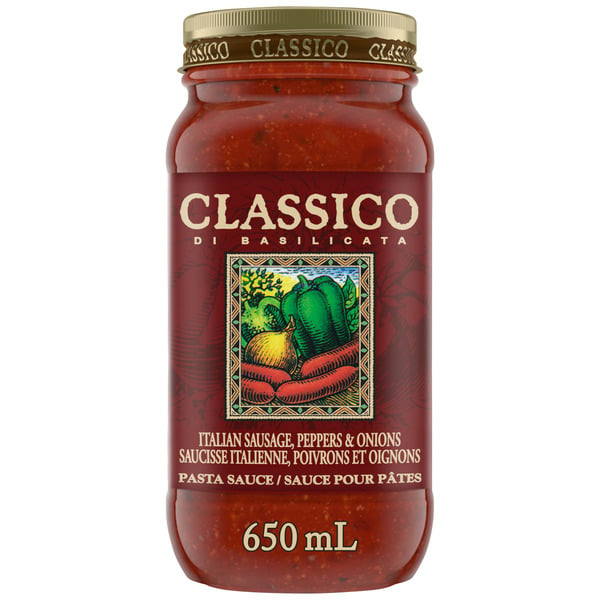 Pasta Sauce Classico Italian Sausage, Peppers & Onions Spaghetti Pasta Sauce hero