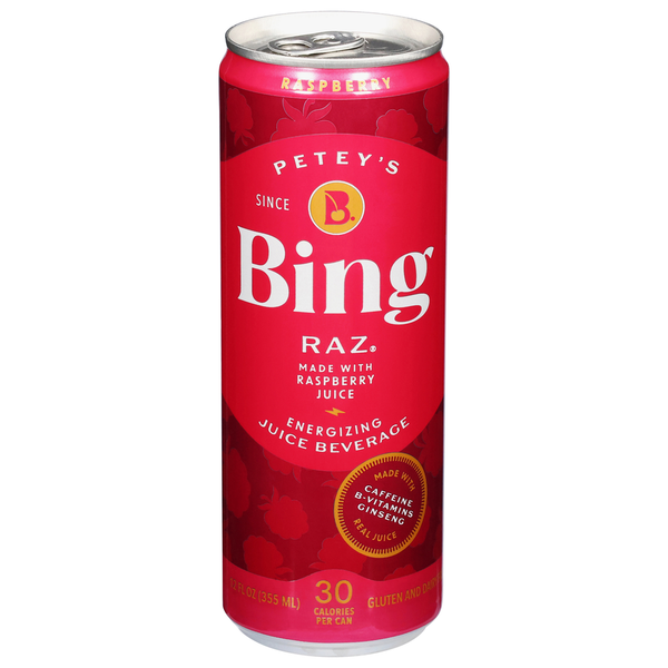 Produce Juices Petey's BING Juice Beverage, Raspberry, Energizing, Raz hero