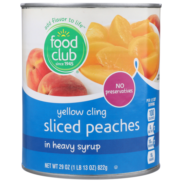 Canned Fruit & Applesauce Food Club Yellow Cling Sliced Peaches In Heavy Syrup hero