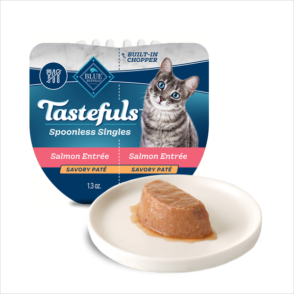 Cat Food Blue Buffalo Tastefuls Spoonless Singles Pate Wet Cat Food, Salmon, Twin Pack Tray Cups hero