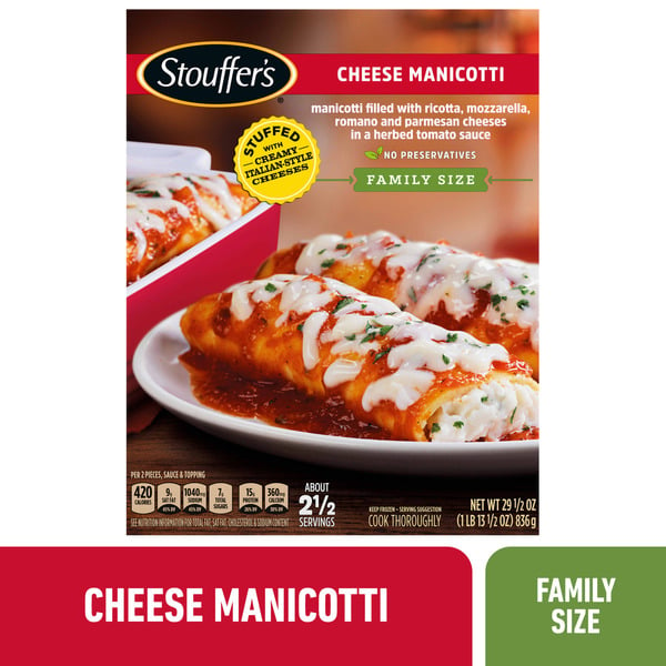 Frozen Meals Stouffer's Classics Family Size Cheese Manicotti Frozen Meal hero