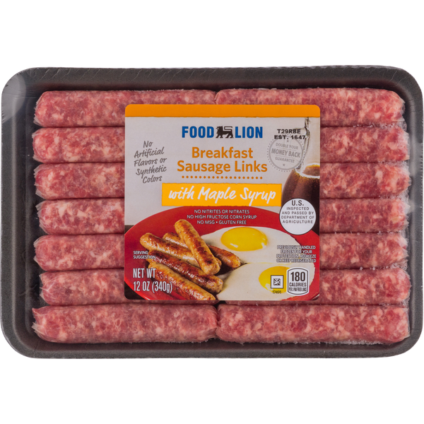 Bacon & Breakfast Meat Food Lion Breakfast Sausage Links, with Maple Syrup hero