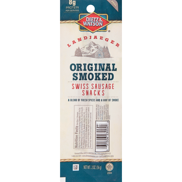 Packaged Meat Dietz & Watson Swiss Sausage Snacks, Original Smoked hero