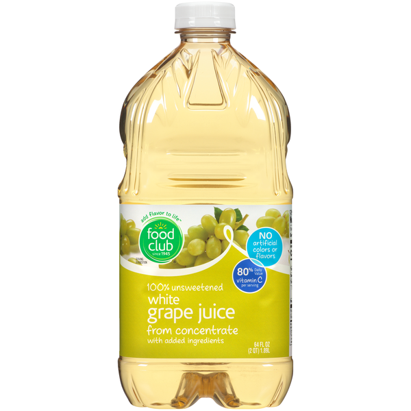 Juice & Nectars Food Club 100% Unsweetened White Grape Juice From Concentrate With Added Ingredients hero