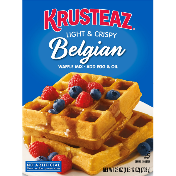 Pancake/Waffel Mixes and Syrup Krusteaz Light & Crispy Belgian Waffle Mix hero