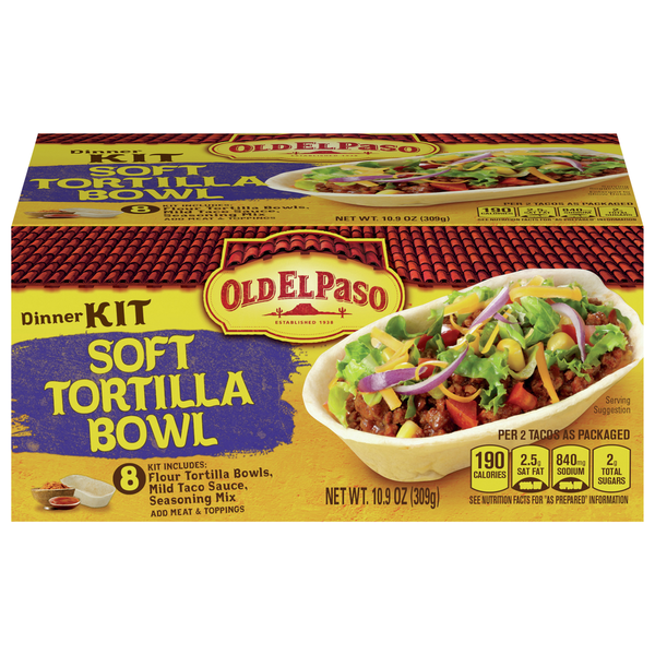 Latino Foods Old El Paso Dinner Kit, Soft Tortilla Bowl hero