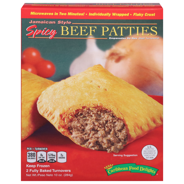 Frozen Meals Caribbean Food Delights Turnovers, Spicy Beef Patties, Jamaican Style hero