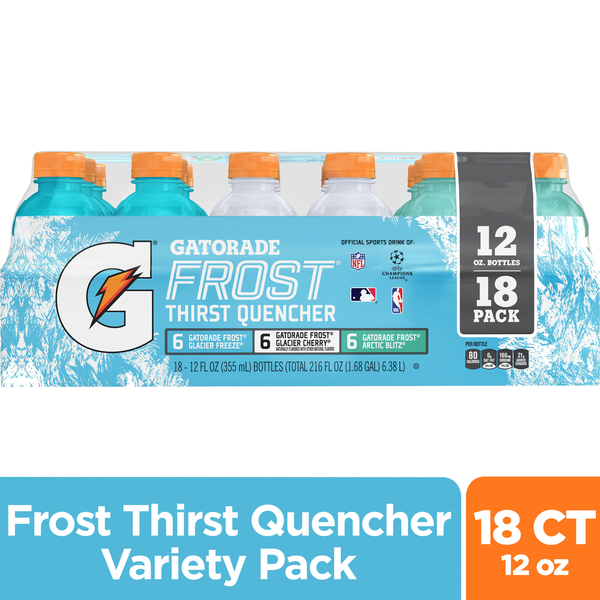 Energy & Sports Drinks Gatorade Thirst Quencher, Glacier Freeze/Glacier Cherry/Arctic Blitz, 18 Pack hero