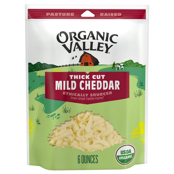 Packaged Cheese Organic Valley Organic Mild Thick Cut Shredded Cheddar Cheese hero