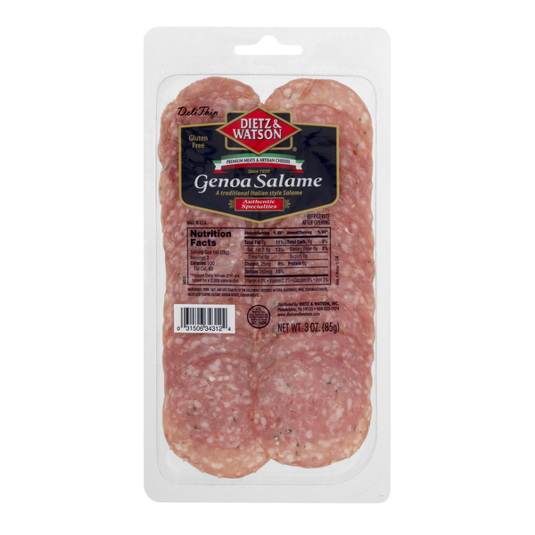 Lunch Meat Dietz & Watson Genoa Salame, Pre-Sliced hero