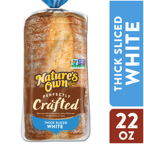 Bread Nature's Own Perfectly Crafted White Bread, Thick Sliced Non-GMO Sandwich Bread, 22 oz Loaf hero