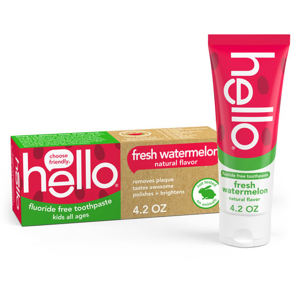 Oral Hygiene hello Fluoride Free Toothpaste, Fresh Watermelon, Watermelon hero