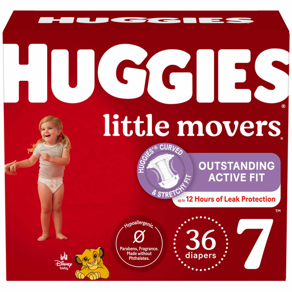 Diapers & Wipes Huggies Little Movers Baby Diapers, Size 7 (41+ lbs) hero