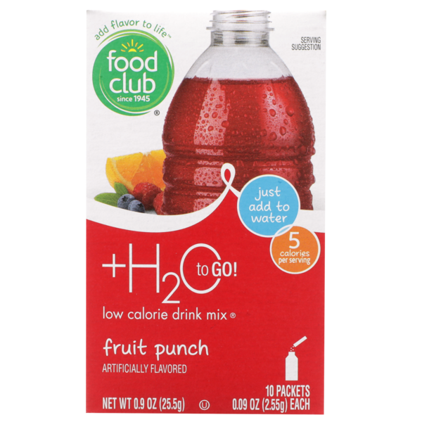 Cocoa & Drink Mixes Food Club +h2o To Go!, Fruit Punch Low Calorie Drink Mix hero