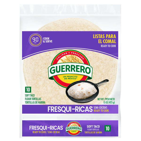 Tortillas & Flat Bread Guerrero Fresquiricas Ready to Cook Soft Taco Flour Tortillas hero