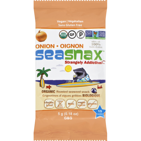 Asian Foods SeaSnax Seaweed Snack, Roasted, Organic, Onion hero