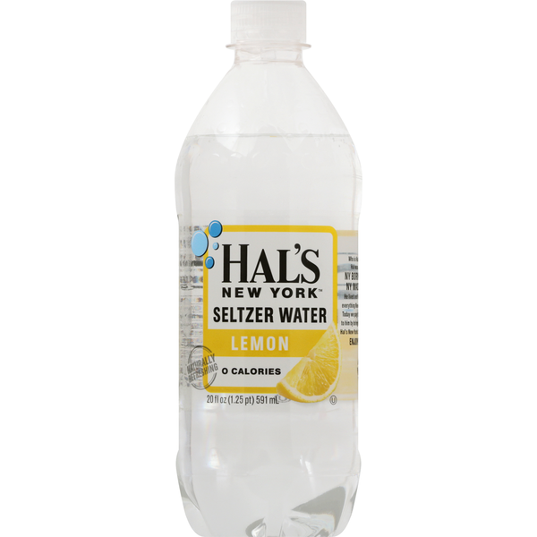 Refrigerated Hal's New York Seltzer Water, Lemon hero