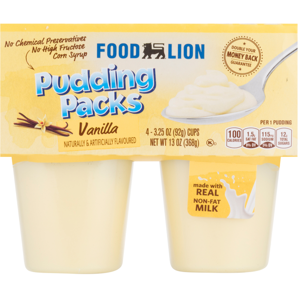 Doughs, Gelatins & Bake Mixes Food Lion Pudding Packs, Vanilla hero