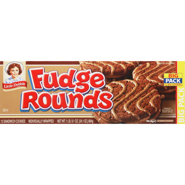 Breakfast Breads, Donuts & More Little Debbie Sandwich Cookies, Fudge Rounds, Big Pack hero