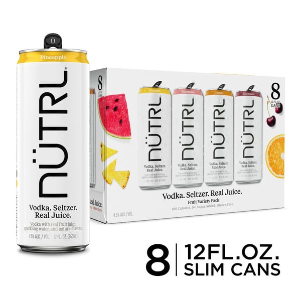 Nutrl Vodka Hard Seltzer, Real Fruit Juice Variety hero