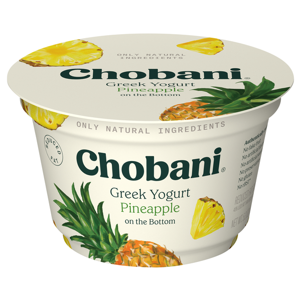 Yogurt/Kefir Chobani Yogurt, Greek, Reduced Fat, Pineapple on the Bottom hero