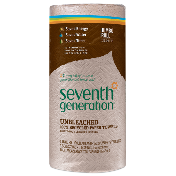 Paper Goods and Plastic Seventh Generation Paper Towels 100% Recycled Paper Unbleached hero