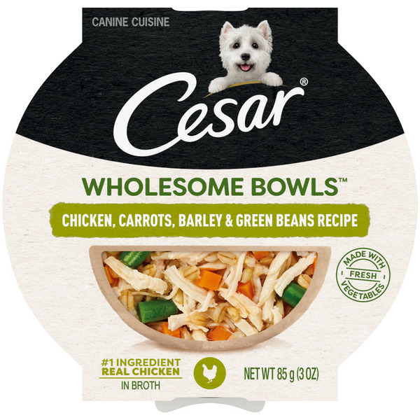 Dog Food & Care Cesar Wholesome Bowls Soft Wet Dog Food Toppers Chicken, Carrots, & Green Beans hero