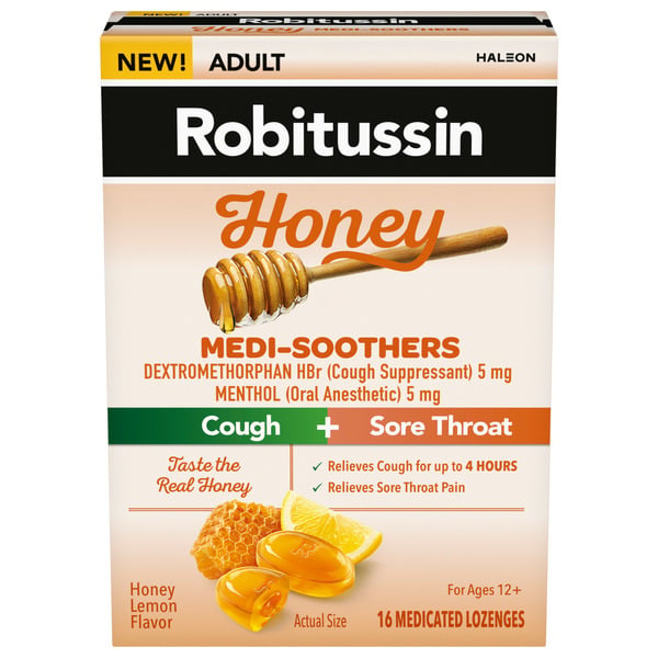 Cold, Flu & Allergy Robitussin Medi-Soothers Honey Lemon Lozenges hero