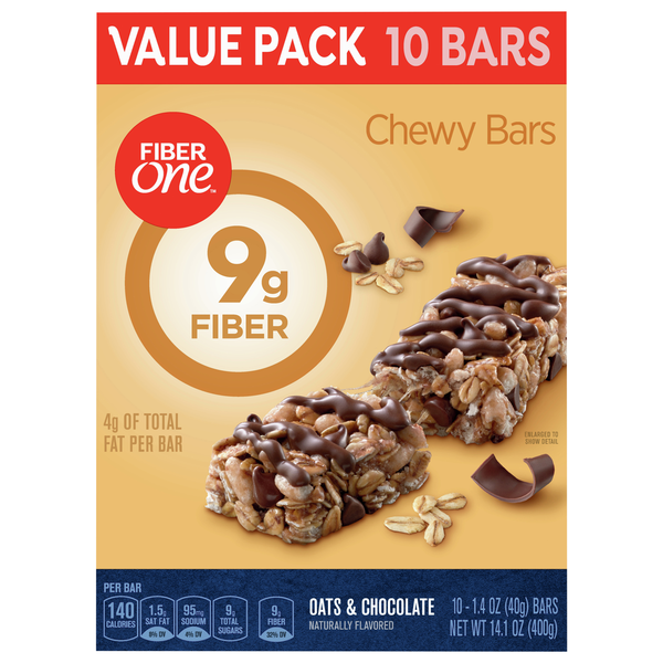 Breakfast Bars & Pastries Fiber One Chewy Bars, Oats & Chocolate, Value Pack hero