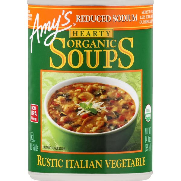 Soup, Broth & Bouillon Amy's Kitchen Hearty Rustic Italian Vegetable Soup Reduced Sodium hero