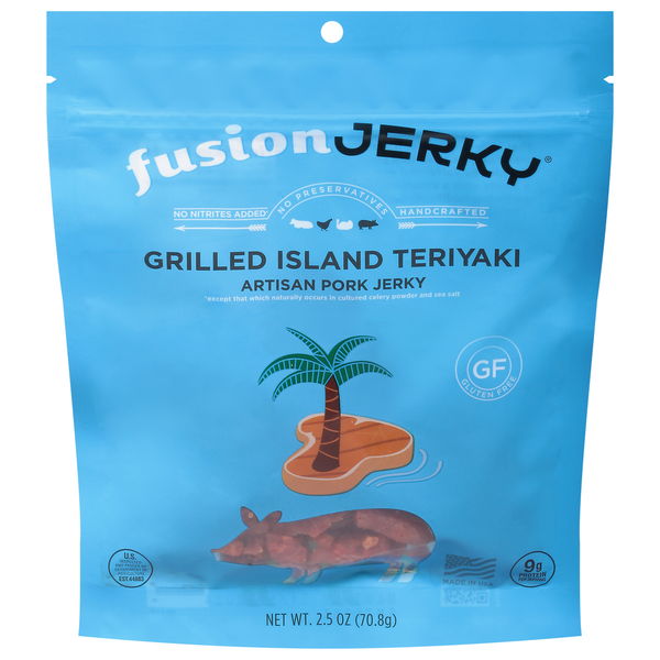 FusionJerky Pork Jerky, Artisan, Grilled Island Teriyaki hero