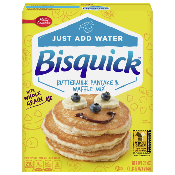 Pancake/Waffel Mixes and Syrup Bisquick Pancake & Waffle Mix, Buttermilk hero