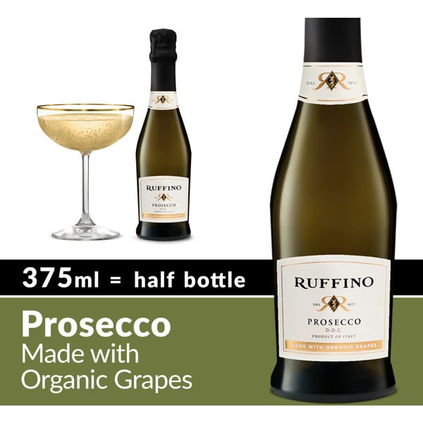 Ruffino Prosecco DOC Made With Organic Grapes, Italian White Sparkling Wine Half Bottle hero