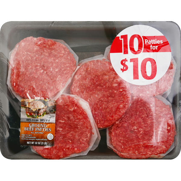 Packaged Meat Beef, Ground, 80/20, Patties hero