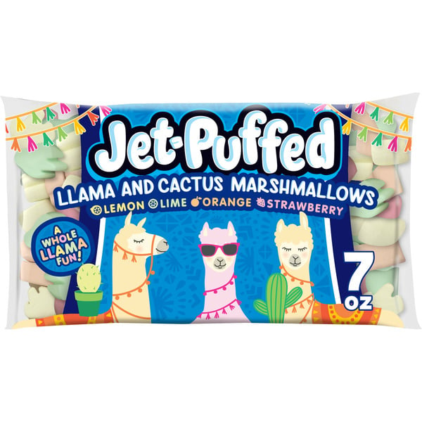 Baking Ingredients Jet-Puffed Lemon, Lime, Orange & Strawberry Llama & Cactus Shaped Marshmallows hero