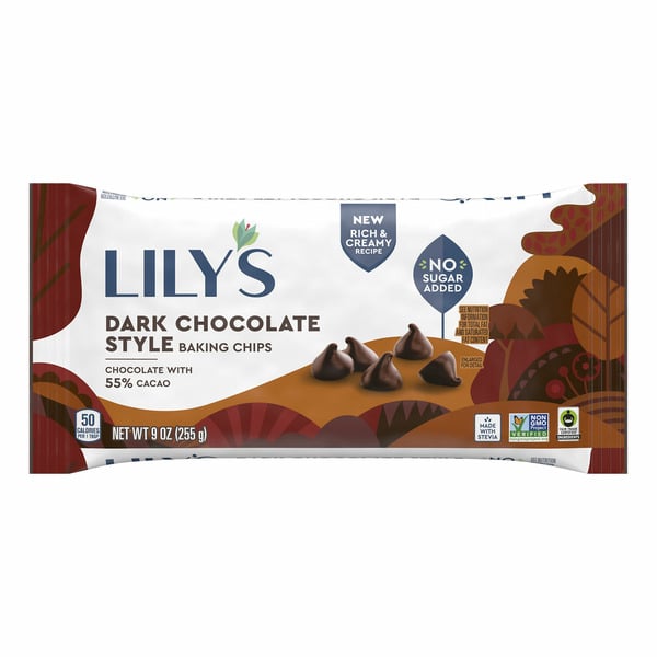 Baking Ingredients Lily's Dark Chocolate Style No Sugar Added Baking Chips hero