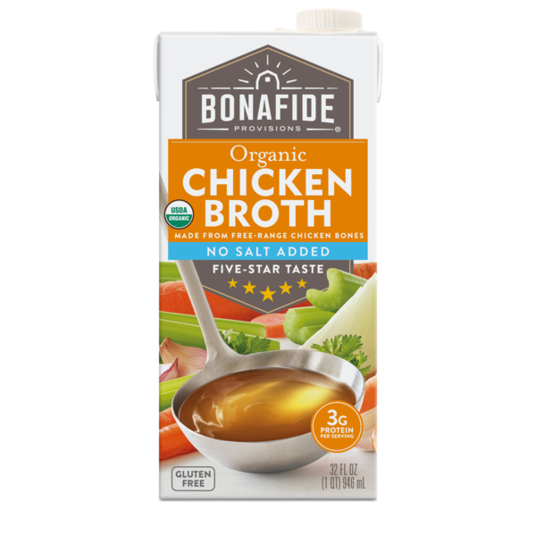 Juice & Nectars Bonafide Provisions Chicken Broth, No-Salt Added, Organic hero