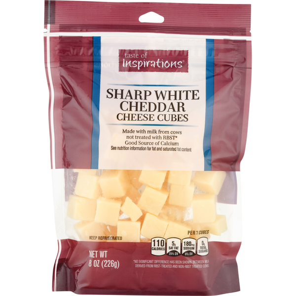 Packaged Cheese Taste of Inspirations Cheese Cubes, Sharp White Cheddar hero