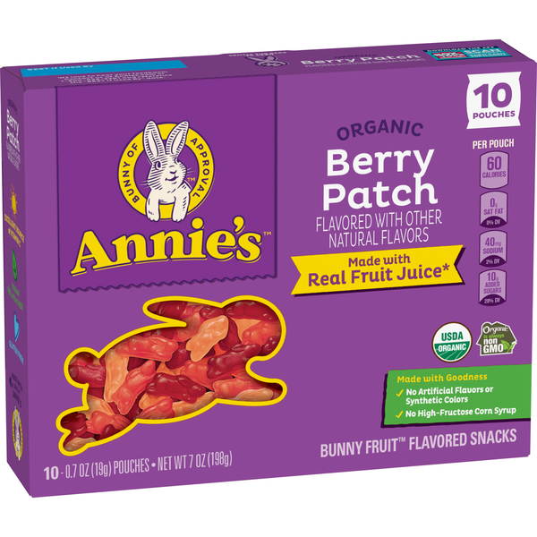 Cereal Annie's Organic Berry Patch Bunny Fruit Flavored Snacks hero