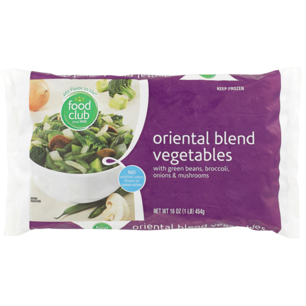 Frozen Produce Food Club Oriental Blend Vegetables With Green Beans, Broccoli, Onions & Mushrooms hero