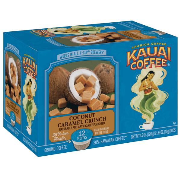 Coffee Kauai Coffee Coconut Caramel Crunch, Single Serve Coffee Pods hero