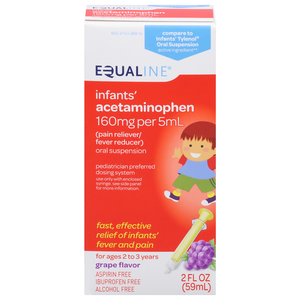 Baby First Aid & Vitamins Equaline Acetaminophen, Oral Suspension, Infants, Grape Flavor hero